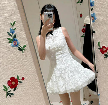 Sleeveless 24 Early Spring New South Oil High-Sand Sweet Lace Embroidery To Get The Dress Holiday Style Ponve Skirt